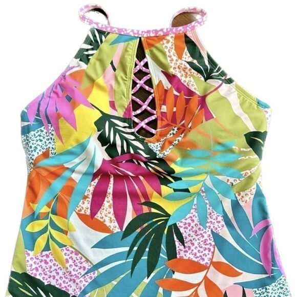 Bleu by Rod Beattie wild at Heart High-
Neck Tankini Top -Multi size 8 swimsuit - Picture 5 of 13